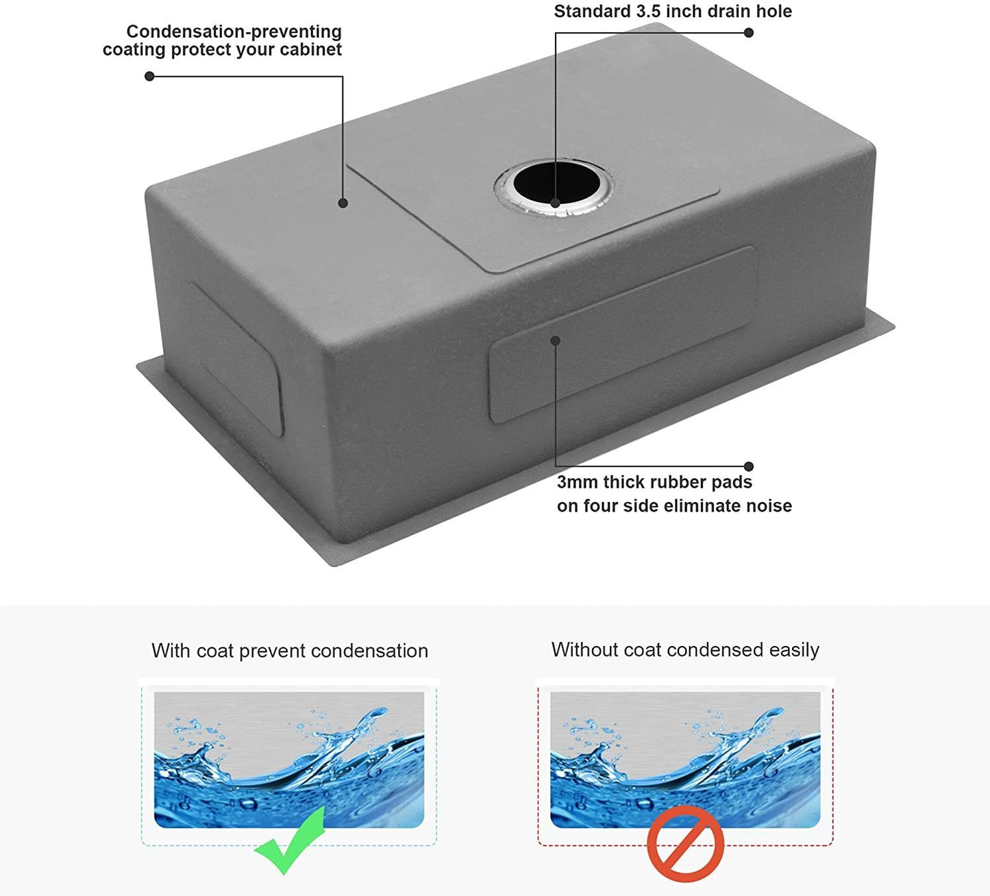 32 Inch Stainless Steel Undermount Kitchen Sink With Grid