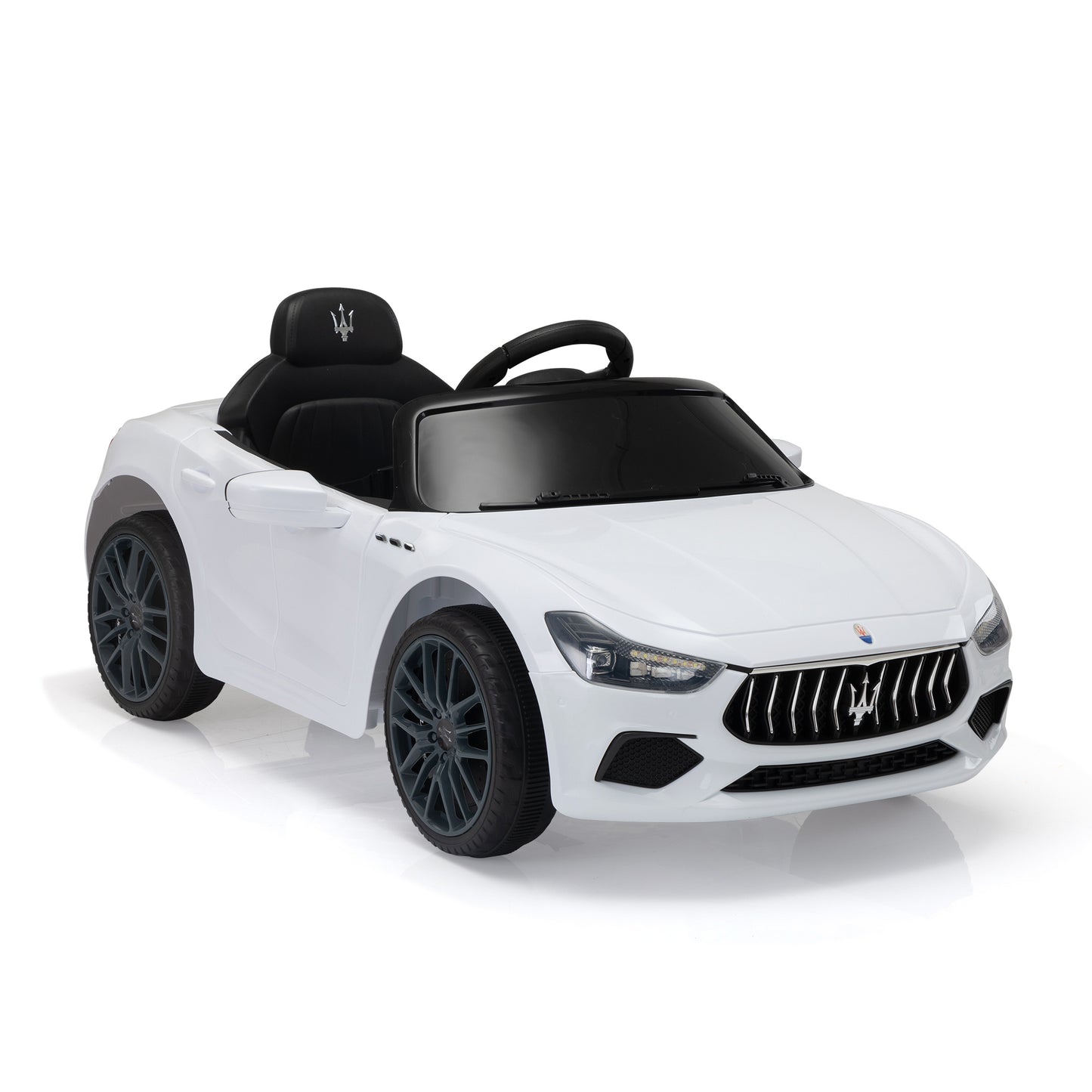 Maserati Ghibli-licensed 12V Kids Ride on Car with Remote Control, Music and Lights,White