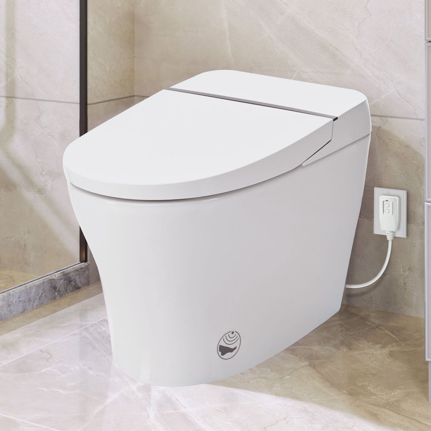 Heated Seat Smart Toilet, Upmarket Compact Dual Flush Toilet 1/1.28 GPF, Tank less toilet with Adjustable Temp Heated Seat, Foot sensor Flush, White Night Light, Knob Control, Power Outage Flushing