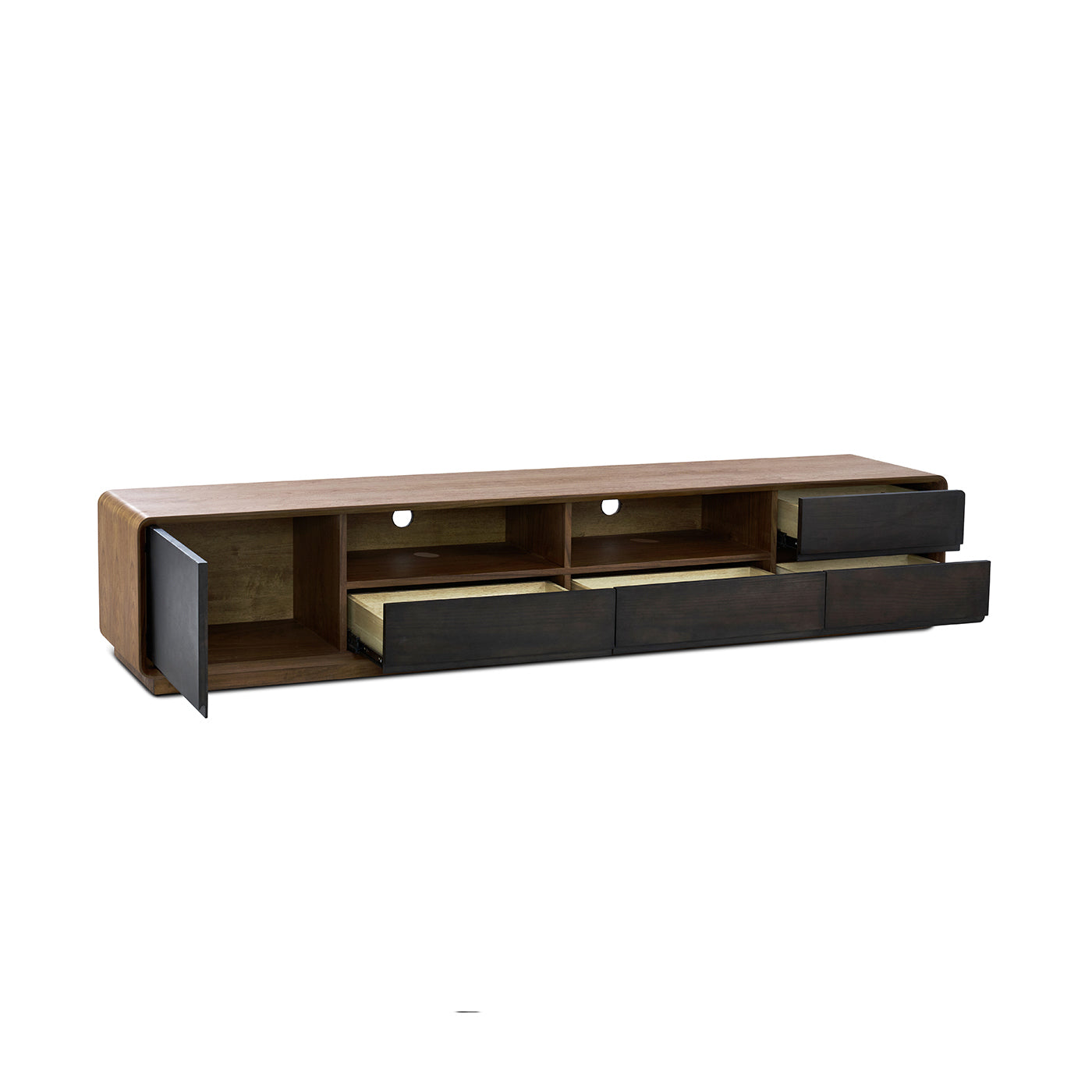 Elegant Walnut Wood TV Stand with Mid-Century Charm