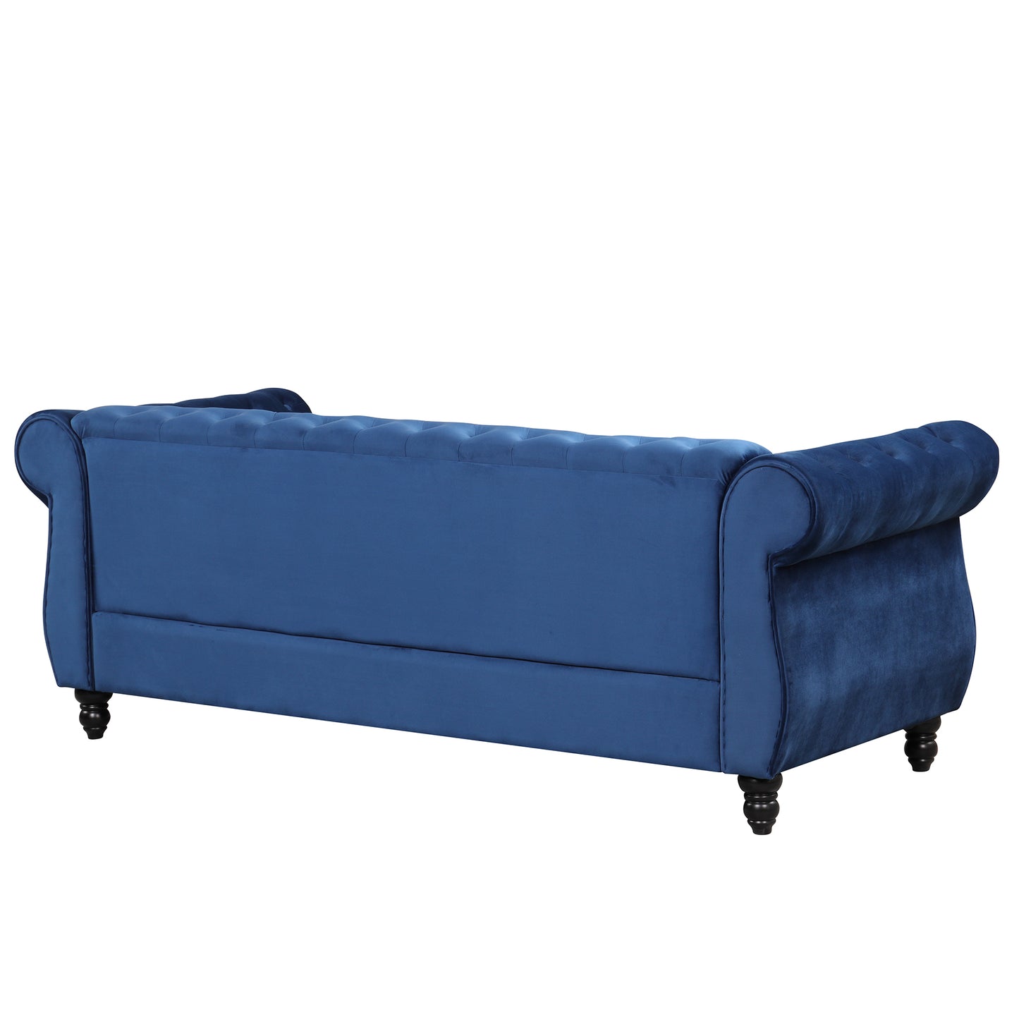 82-Inch Modern Plush Blue Sofa with Buttoned Tufted Backrest