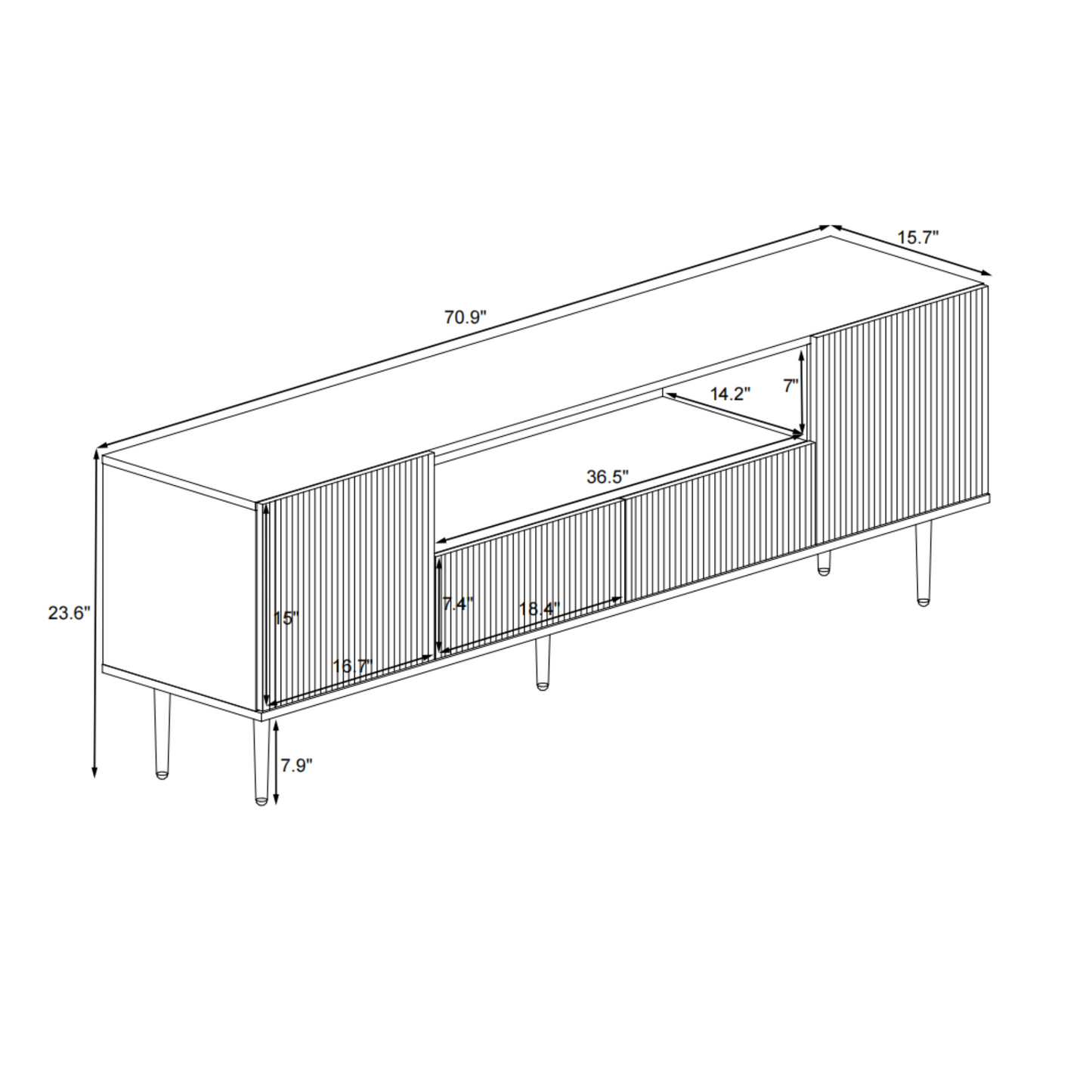 U-Can Modern TV Stand for 70+ Inch TV with Storage and Cable Management