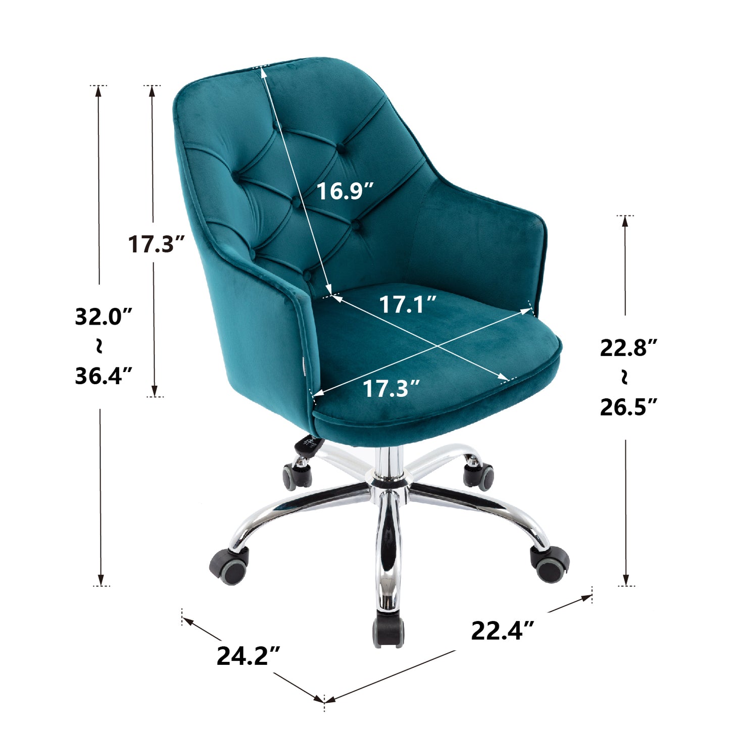 Velvet Swivel Shell Chair for Living Room, Office chair  Modern Leisure Arm Chair LAKE  BLUE