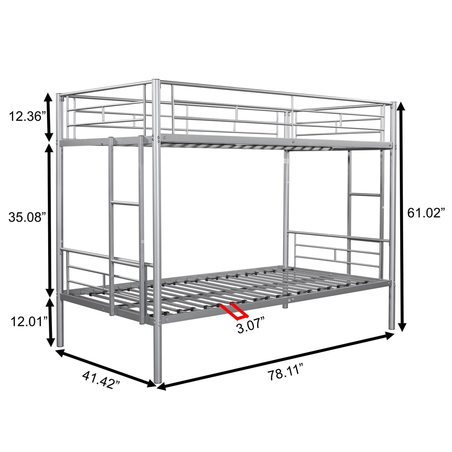 Robust Twin Metal Bunk Bed with Silent Design