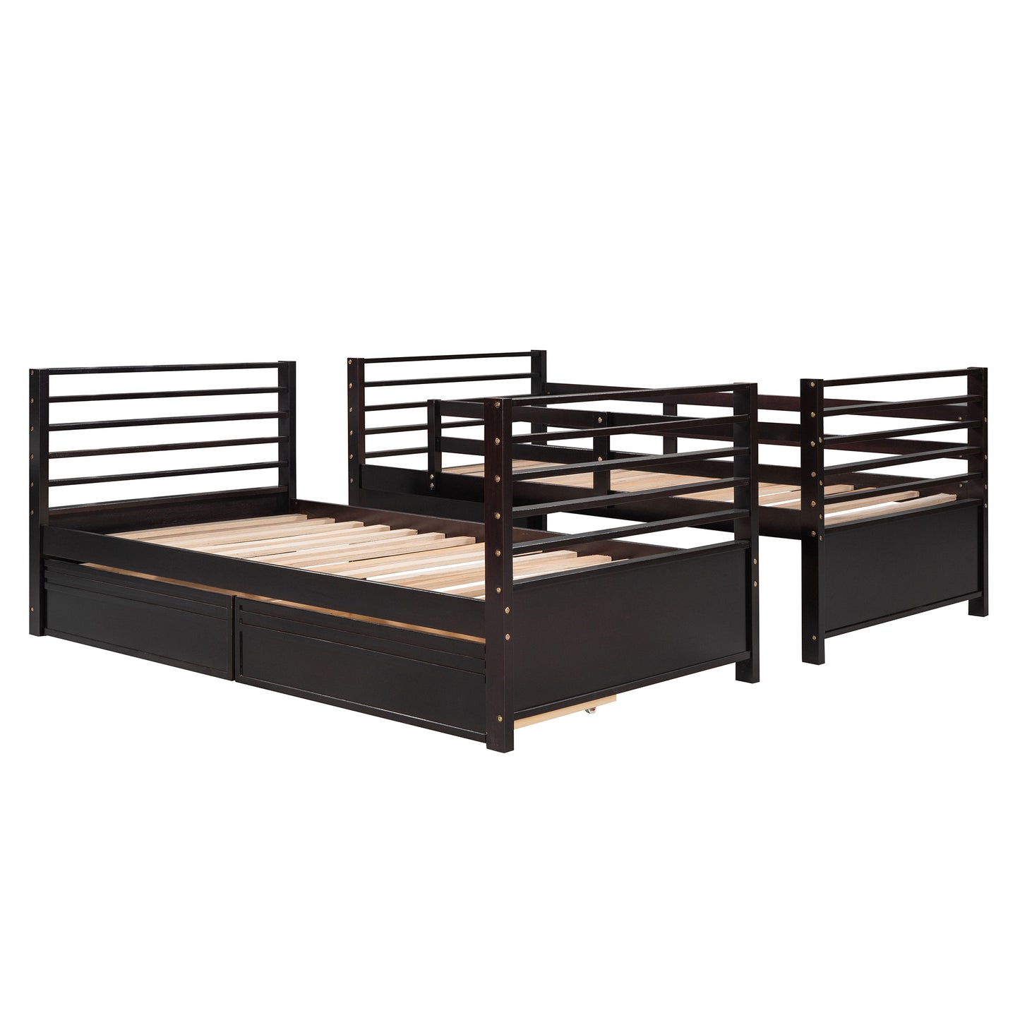 Espresso Twin Bunk Bed with Storage Drawers for Space Optimization