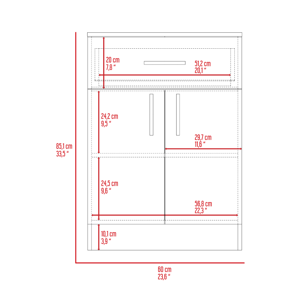 DEPOT E-SHOP Barbados Pantry Cabinet, One Drawer, Two Interior Shelves, White / Light Oak