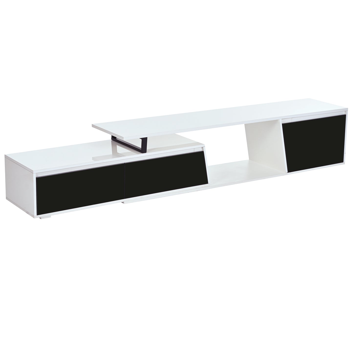 Rectangular Extendable TV Stand with Drawers and Cabinet for Living Room, Up to 100''