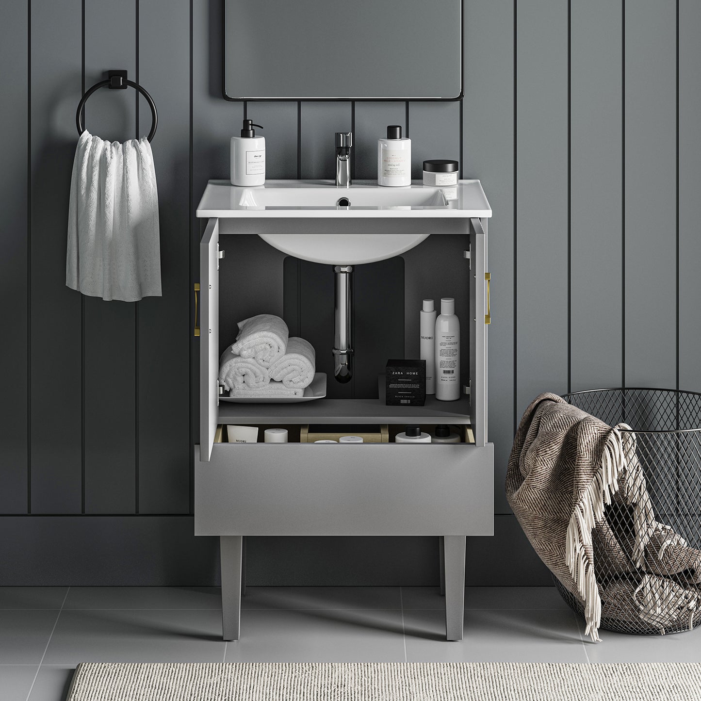 Veronica 24" Single Bathroom Vanity With Ceramic Vanity Top-GREY