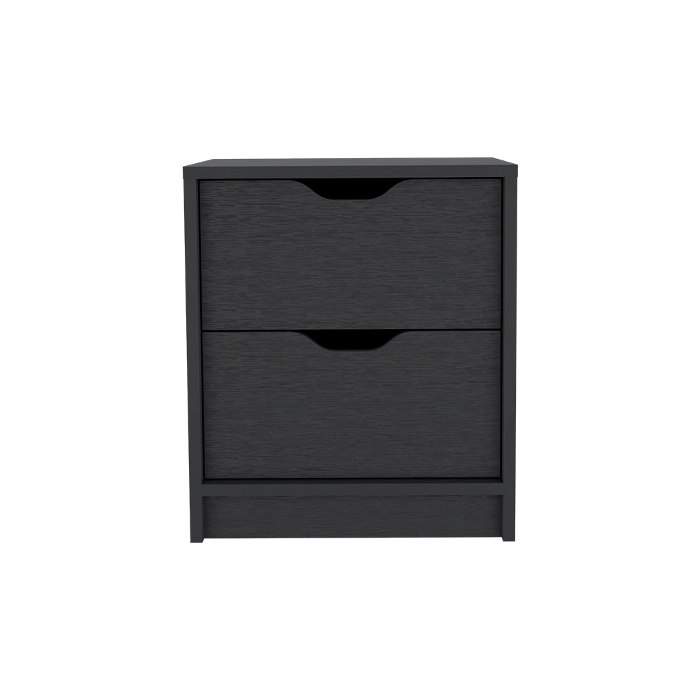 Nightstand Gandu, Two Drawers, Black Wengue Finish