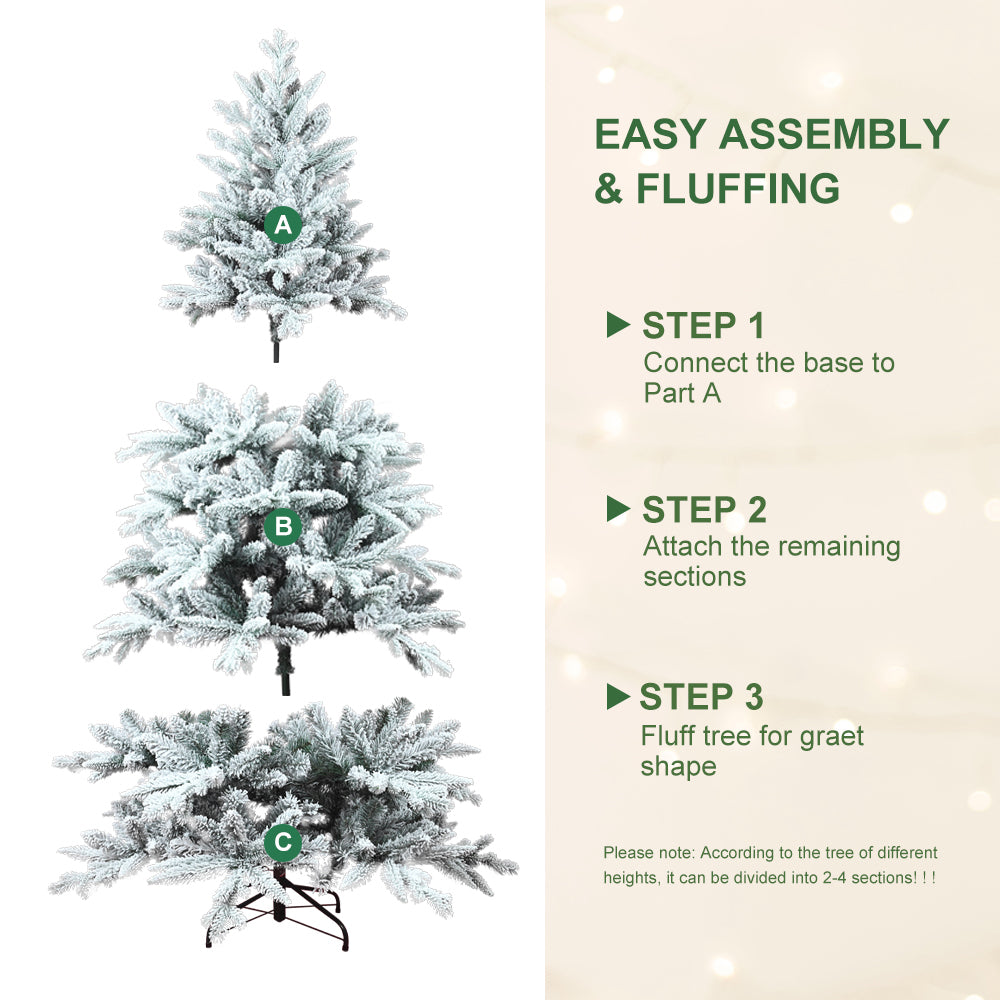 5ft White Flocked Christmas Tree with Easy Assembly
