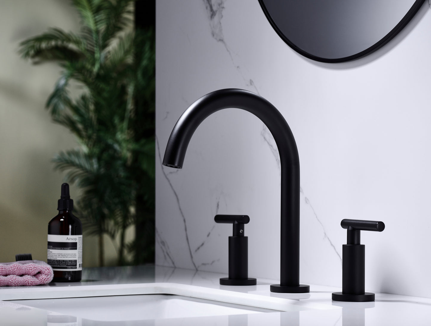 Elegant Two-Handle High Arc Bathroom Sink Faucet