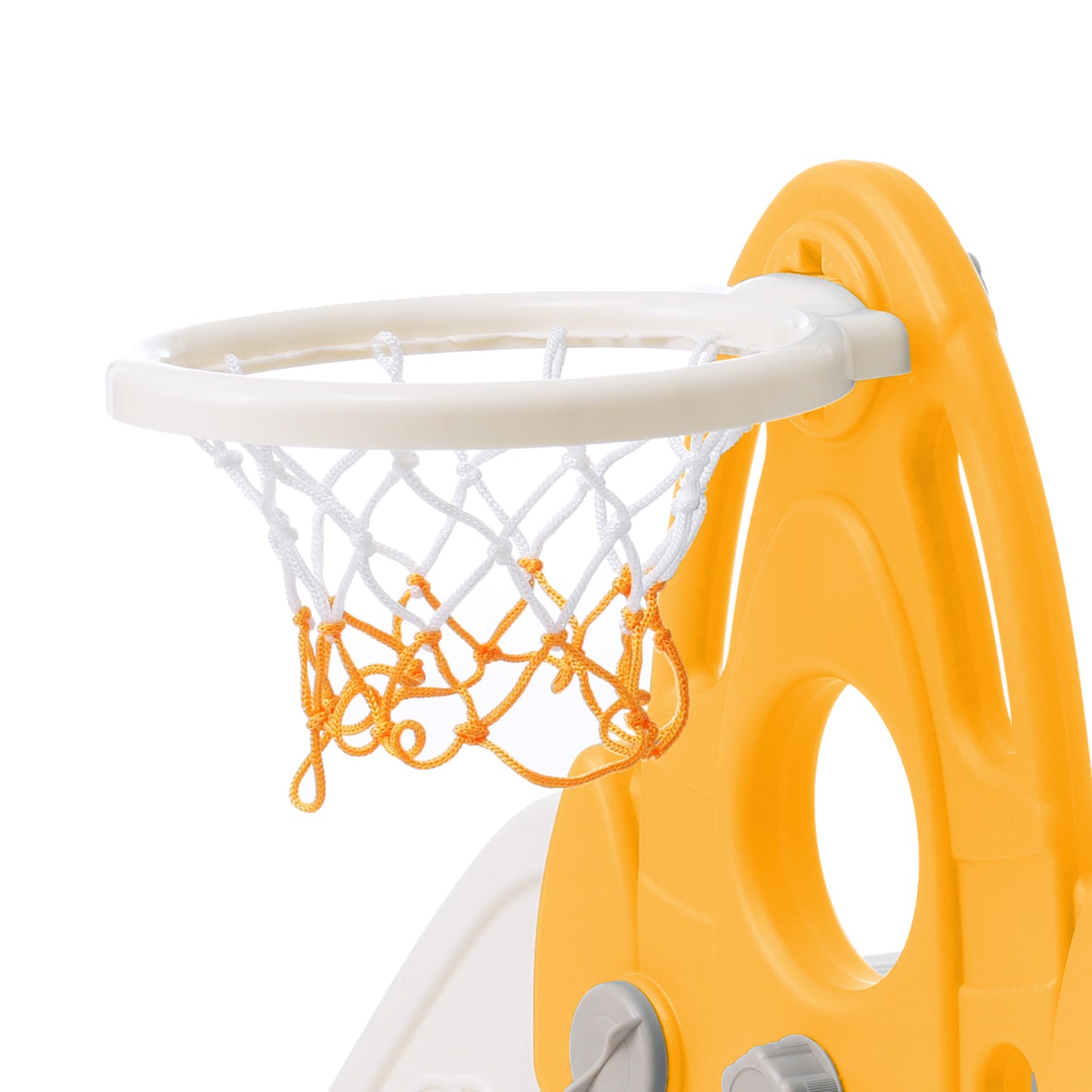 4 in 1 Toddler Playground Climber Slide and Swing Set with Basketball Hoop