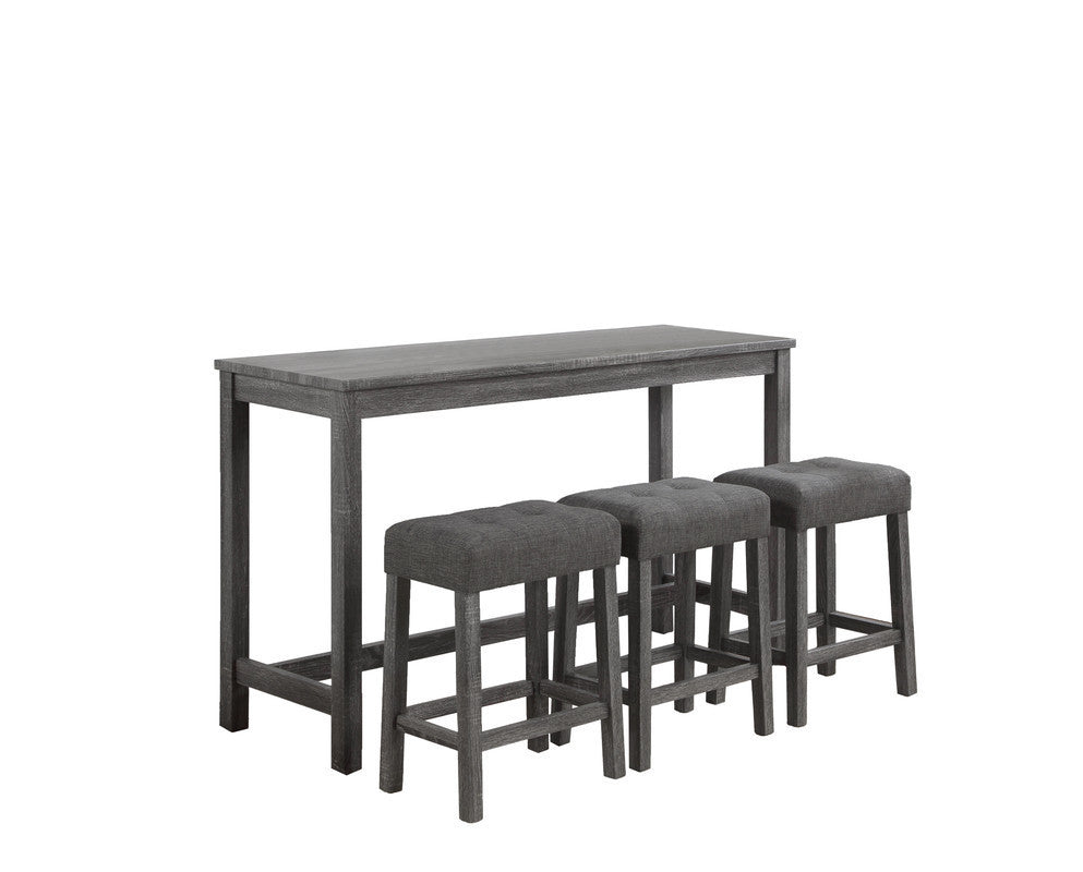 Oriana Gray 4 Piece Counter Height 36" Pub Table Set with Tufted Gray Linen Stools