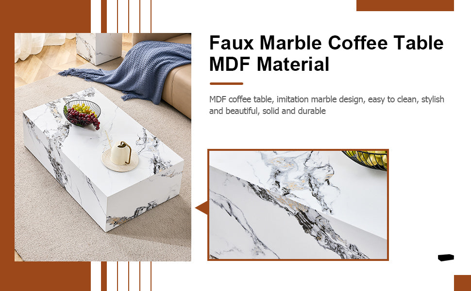 Modern 3 Piece Marble Pattern Coffee Table Set