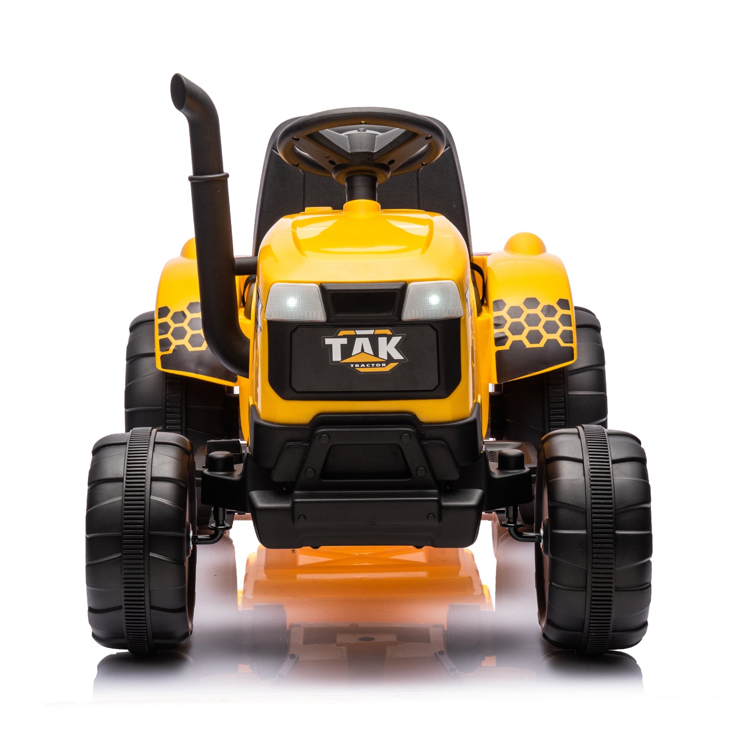 12V Kids Ride on Tractor Electric Excavator Battery Powered Motorized Car for Kids Ages 3-6, with , Detachable Trailer, Remote Control, & Bright Headlight, Yellow