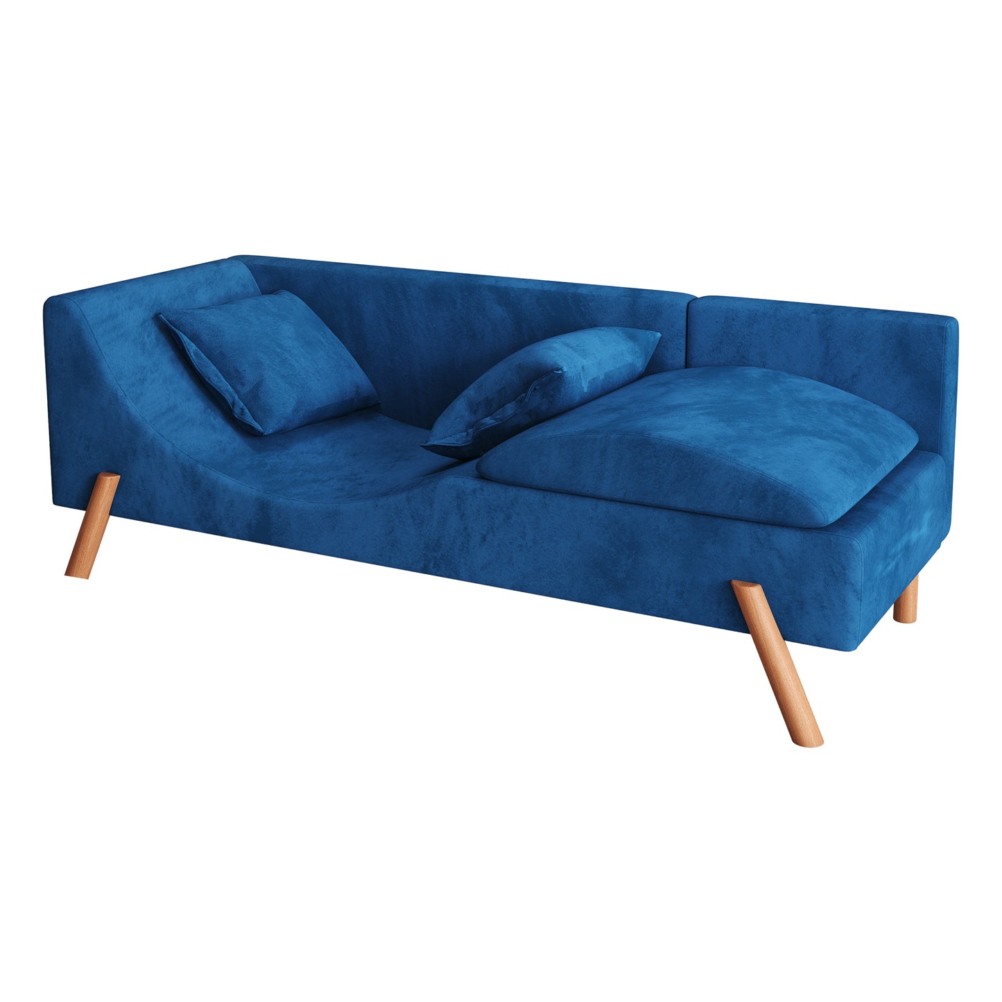 Cut-and-fill chaise longue, convertible multifunctional loveseat sofa blue