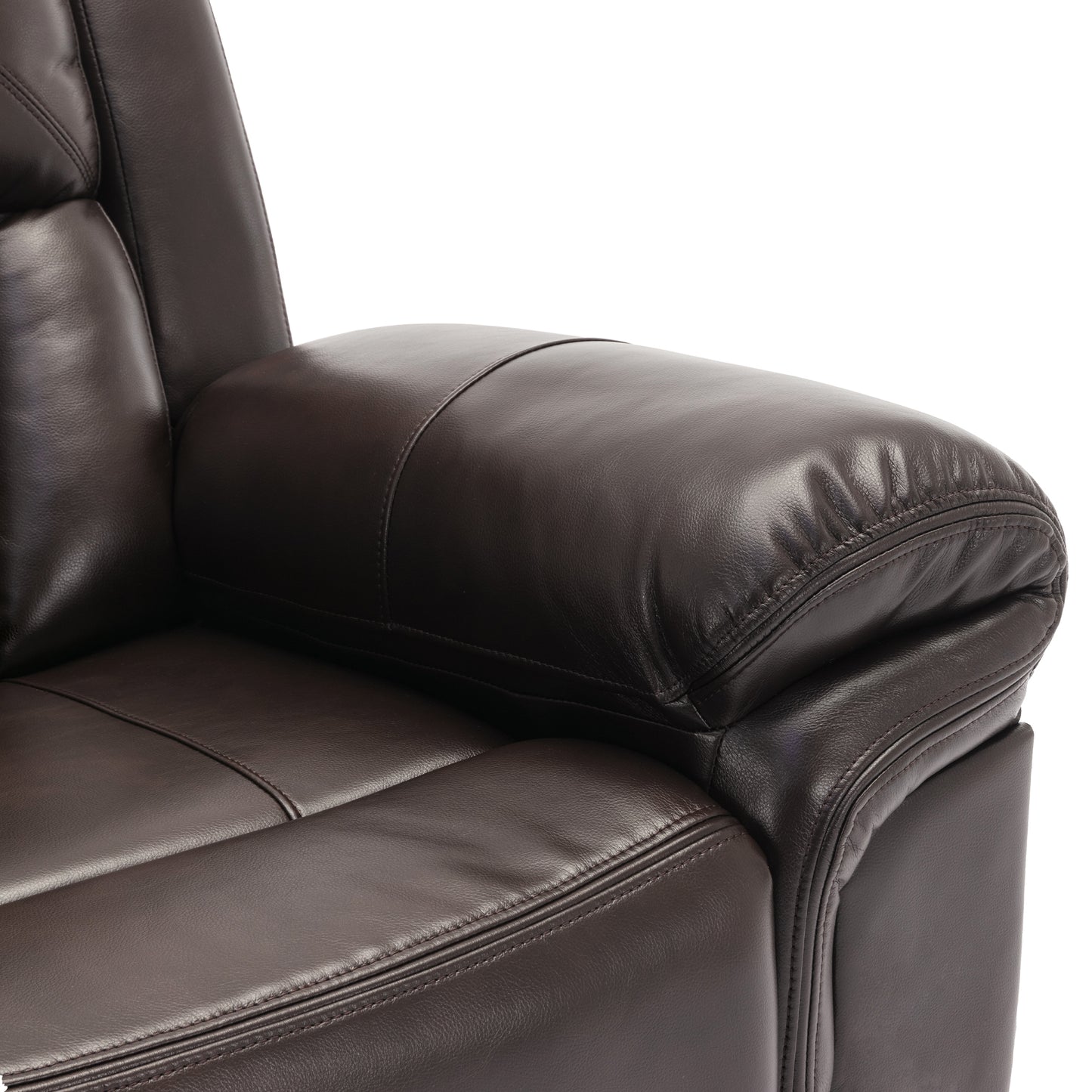 Brown Home Theater Recliner Chair with LED Lights and Manual Recline