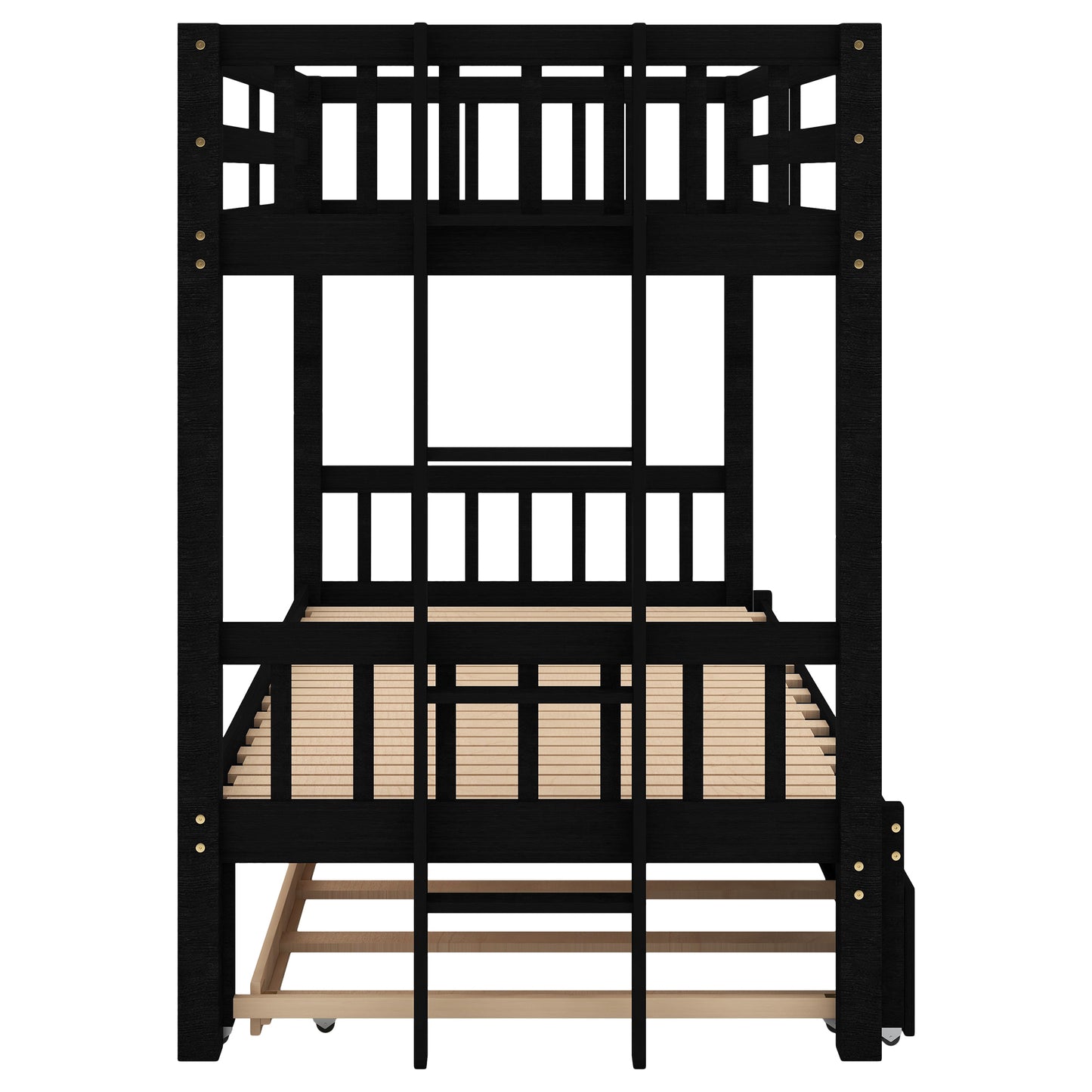 Compact Espresso Bunk Bed with Trundle and Pull-out Sleep Options