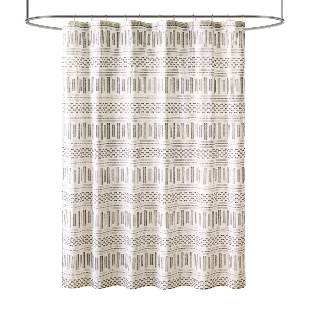 Rhea Jacquard Cotton Shower Curtain with Farmhouse Vibes