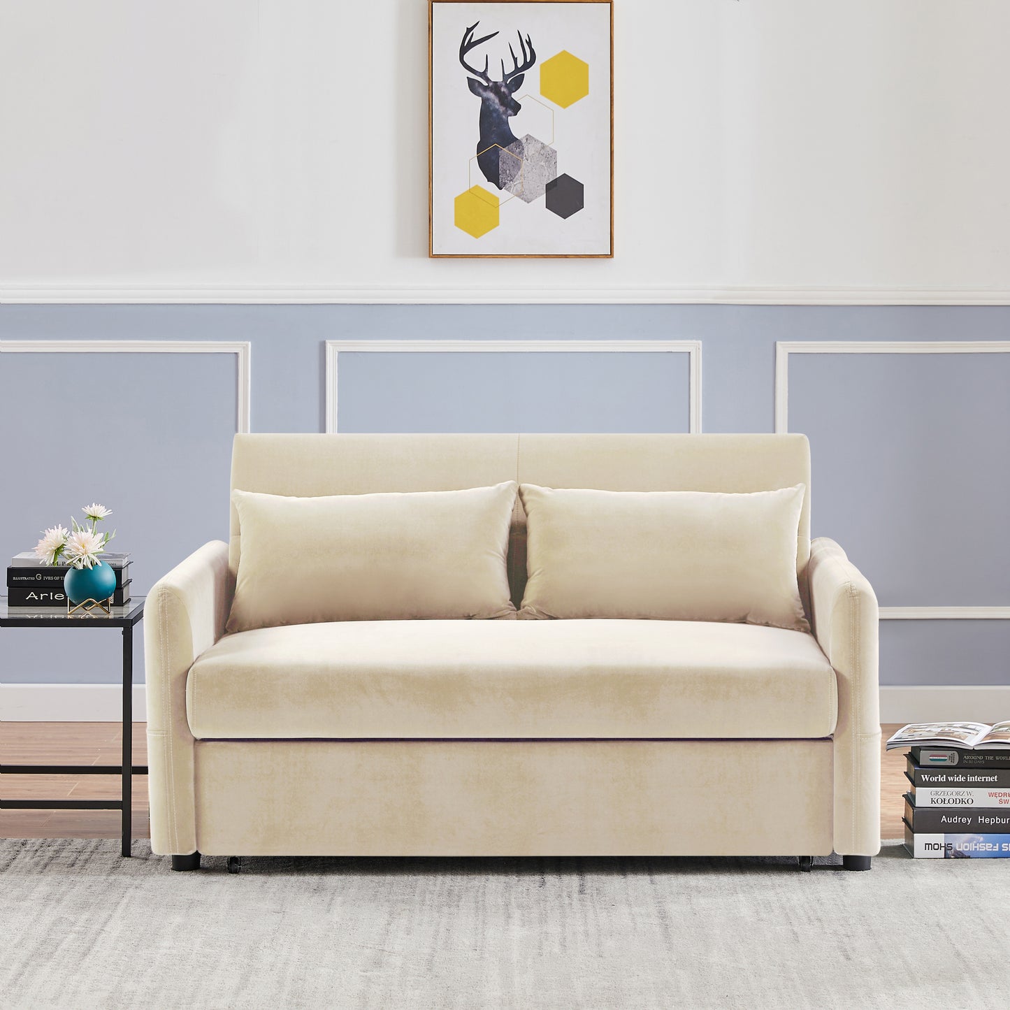 Beige Leisure Love Sofa with Convertible Design