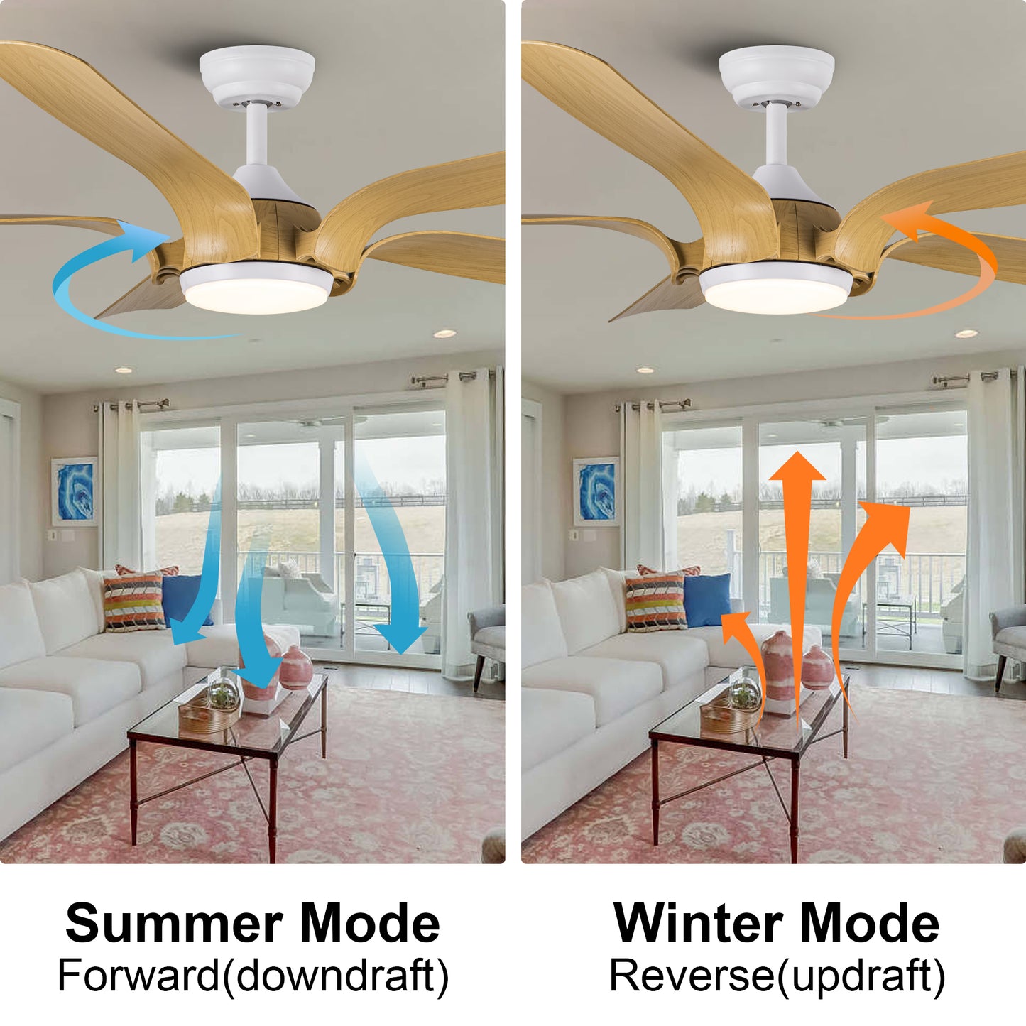 Smart 56 Antique Wood Floral Design Ceiling Fan with Integrated LED