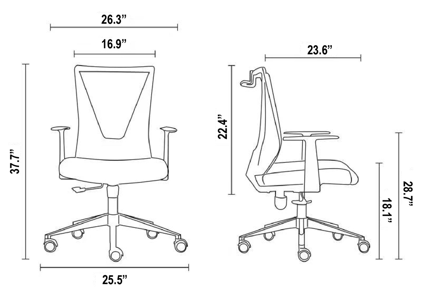 Cox Office Chair, Nylon Base Black, Fixed Armrest -Black / Smoke