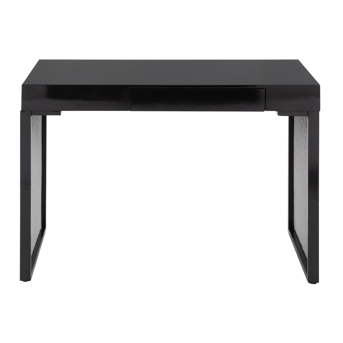 Sleek Modern Black Steel and Silver Velvet Desk