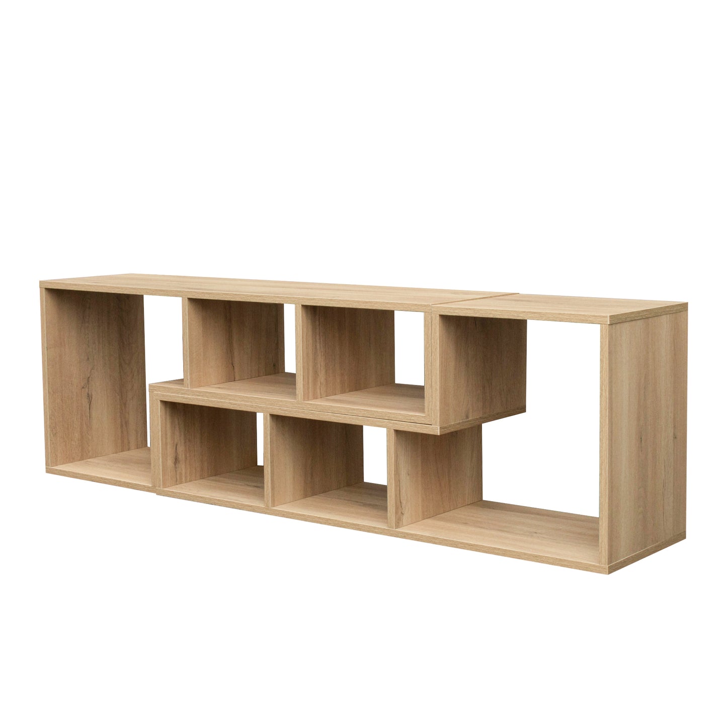 Rustic Oak Double L-Shaped Stand for Versatile Home Organization