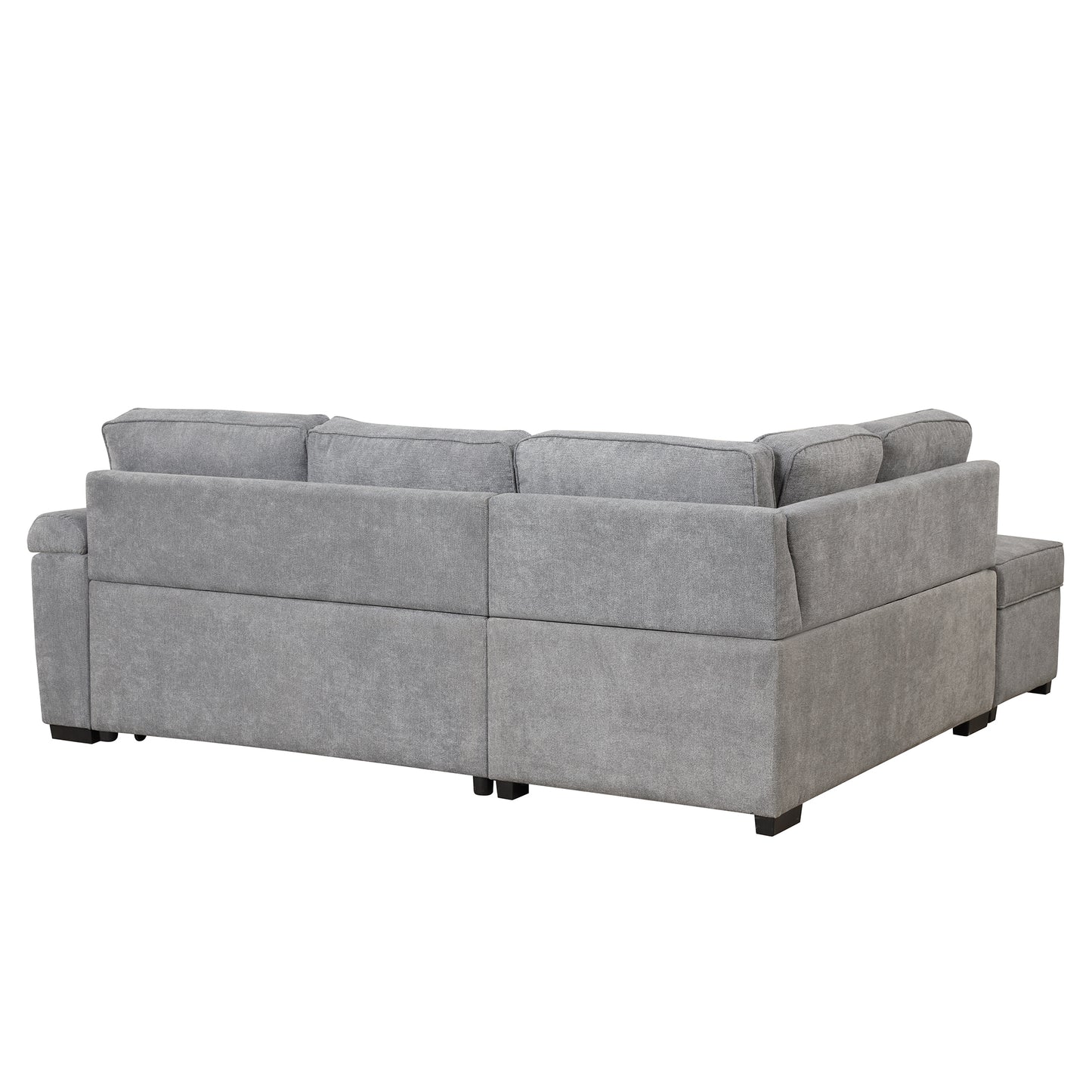 87.4 Gray L-Shaped Sleeper Sofa Bed with Ottoman Storage