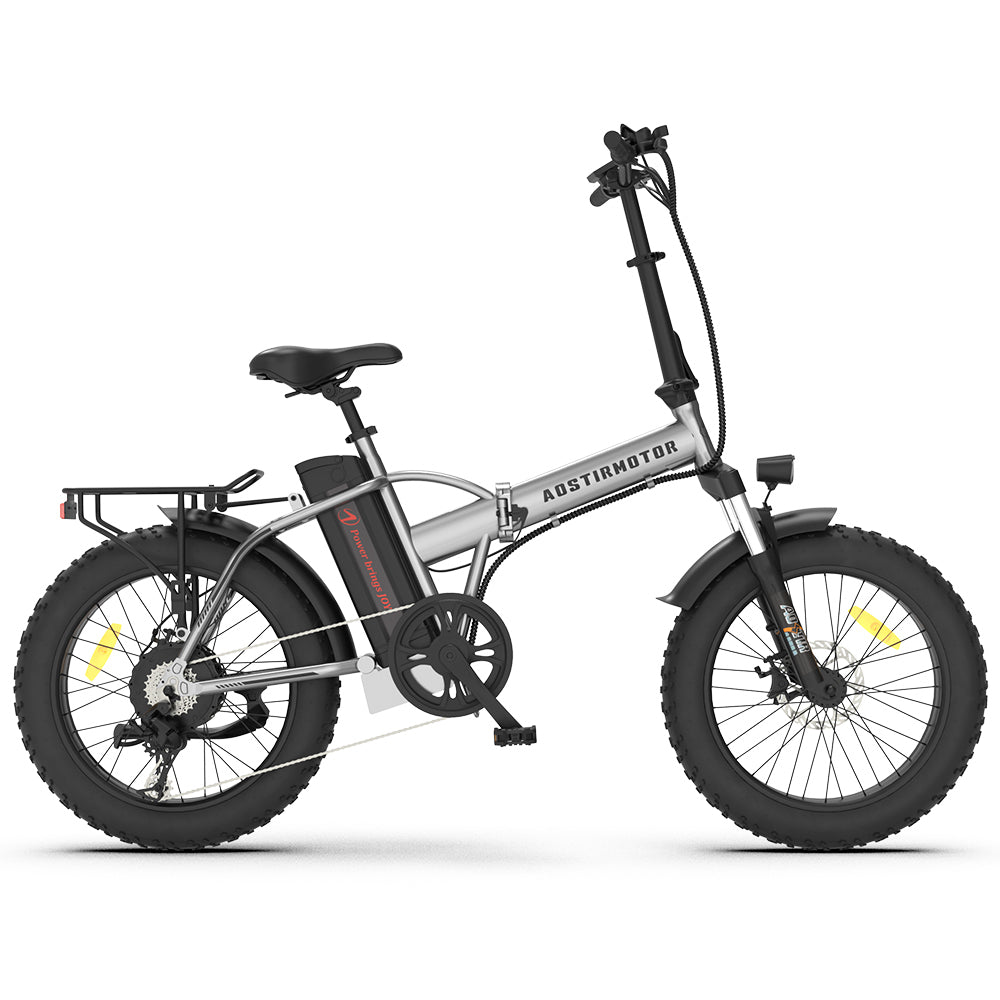 AOSTIRMOTOR Folding Electric Bike Ebike Bicycle 750W Motor 20" Fat Tire With 48V/12.5Ah Li-Battery Beach Snow Bicycle  A30