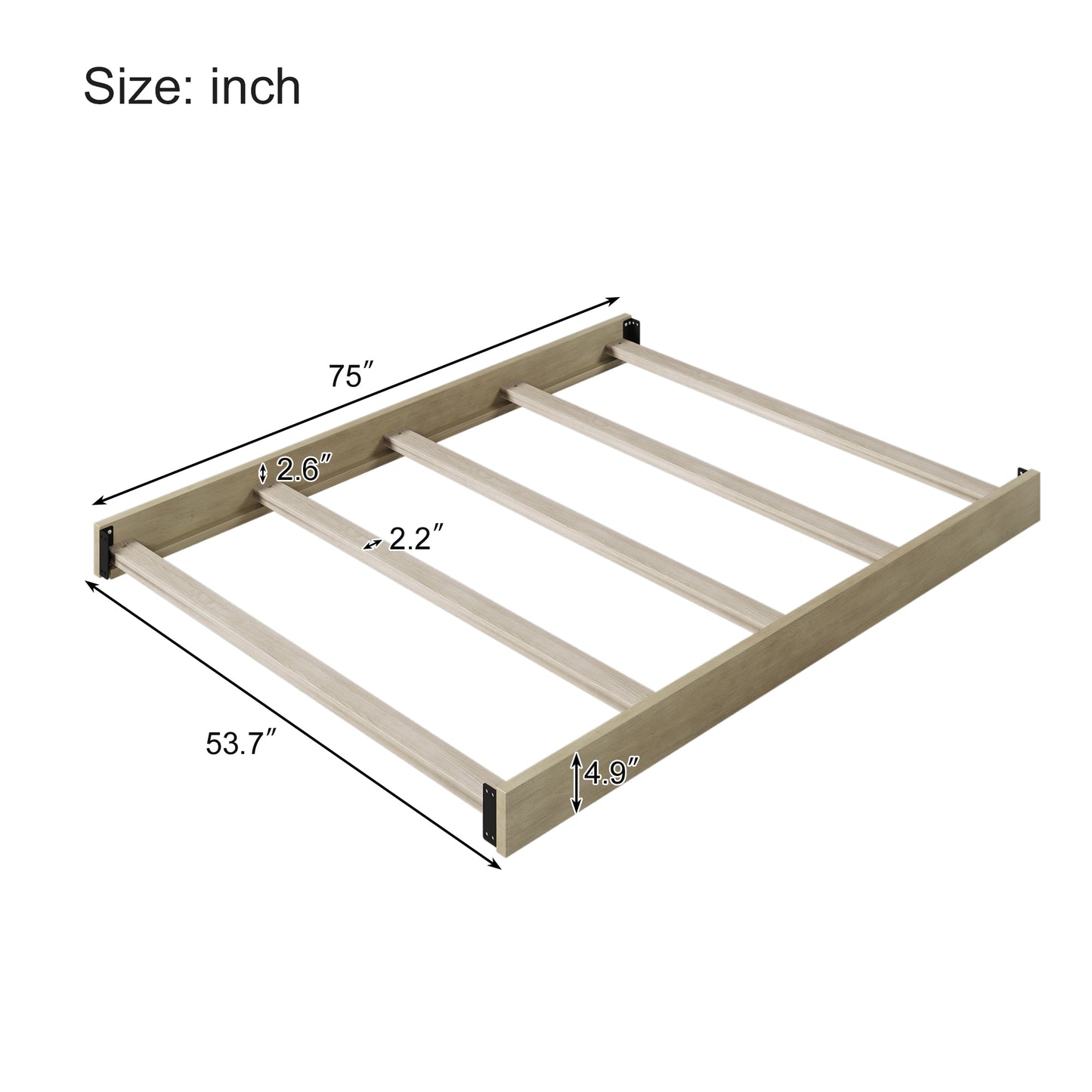 Full Size Conversion Kit Bed Rails for Convertible Crib, Stone Gray