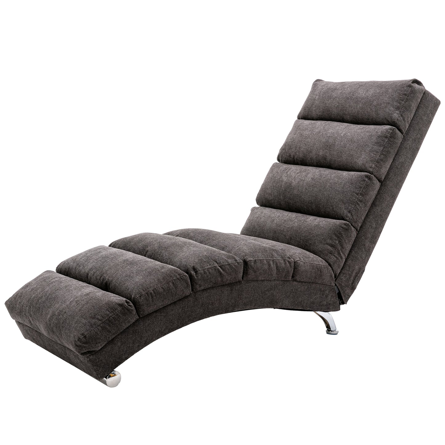 Linen Chaise Lounge Indoor Chair, Modern Long Lounger for Office or Living Room