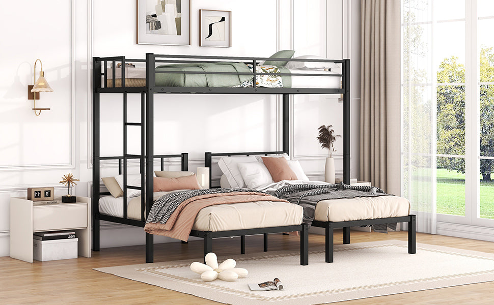 Convertible Metal Triple Bunk Bed with Flexible Sleeping Options