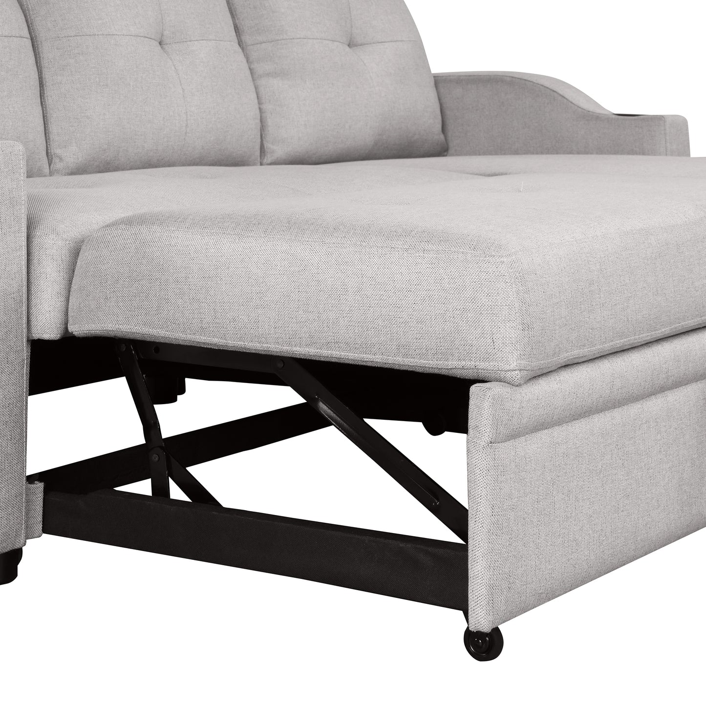 Orisfur Pull Out Sofa Bed with Storage Chaise and Cup Holder