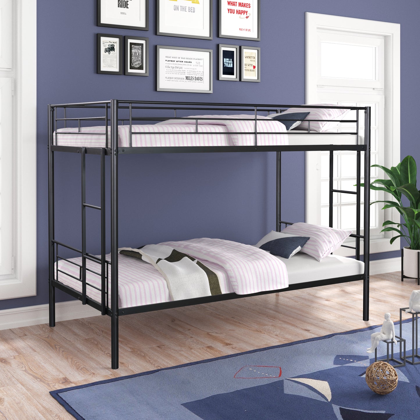 Metal Twin Bunk Bed with Enhanced Safety Measures