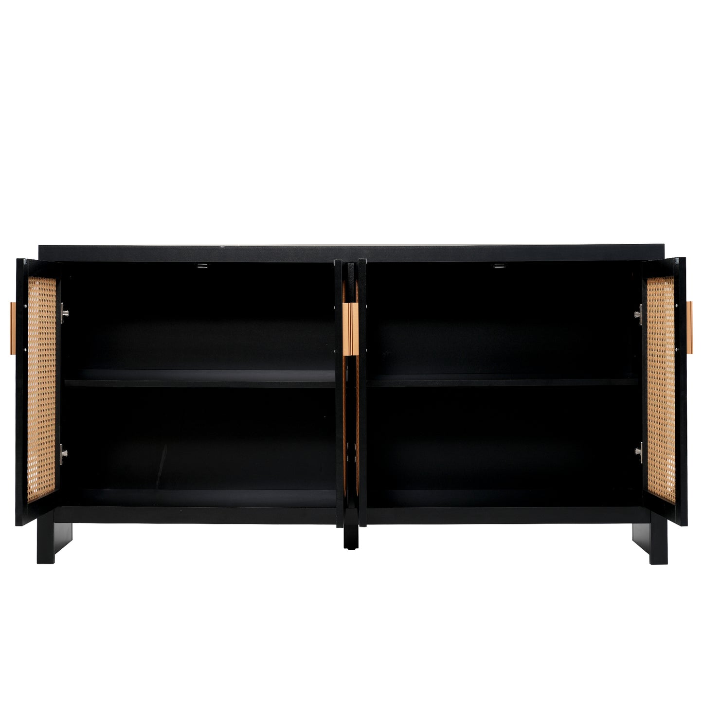 Modern TV Stand with Rattan Doors and Adjustable Shelves for 65-inch TV