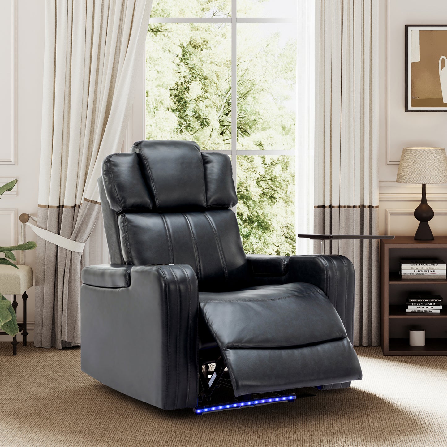 Home Theater Power Recliner with Cooling Cup Holder, Bluetooth Speaker, LED Lights, and USB Ports