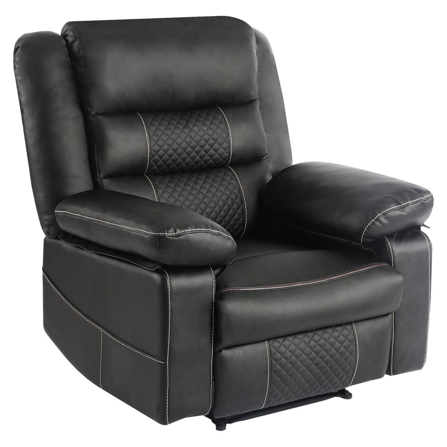 Breathable Leather Massage Recliner Chair with Extended Width and Full-Body Support and Multi-Reclining Mode