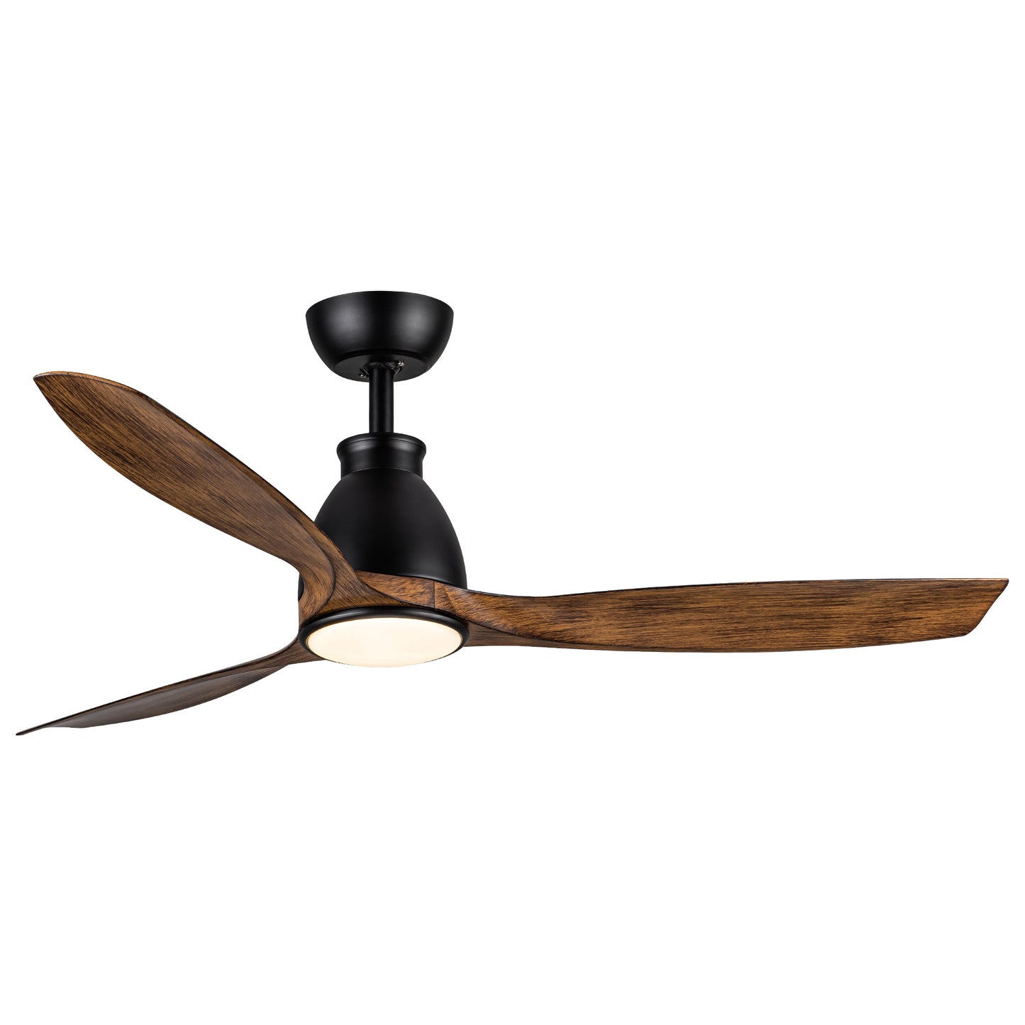 52-Inch Dark Brown Wood Grain Ceiling Fan with Integrated LED Light and Remote Control