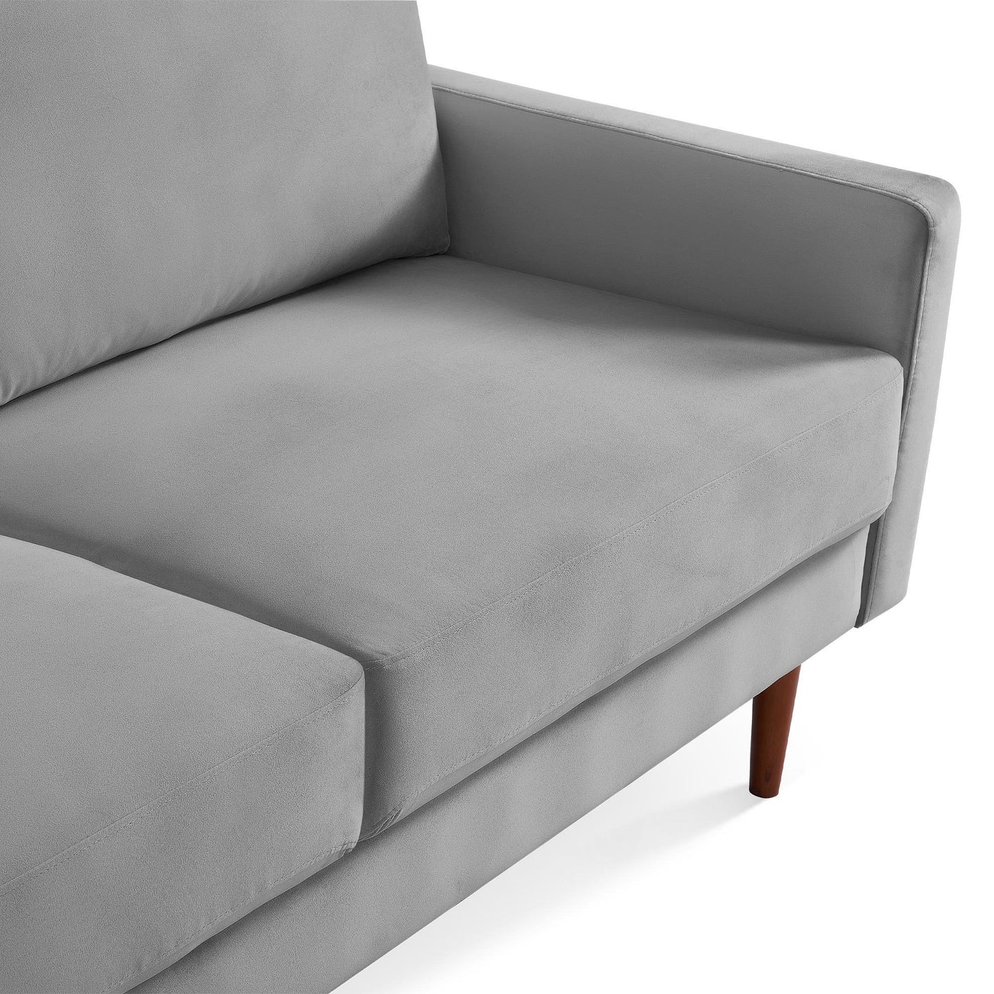 69”  Modern Velvet Fabric Loveseat Couch - Grey, Solid Wooden Frame with High-Density Foam