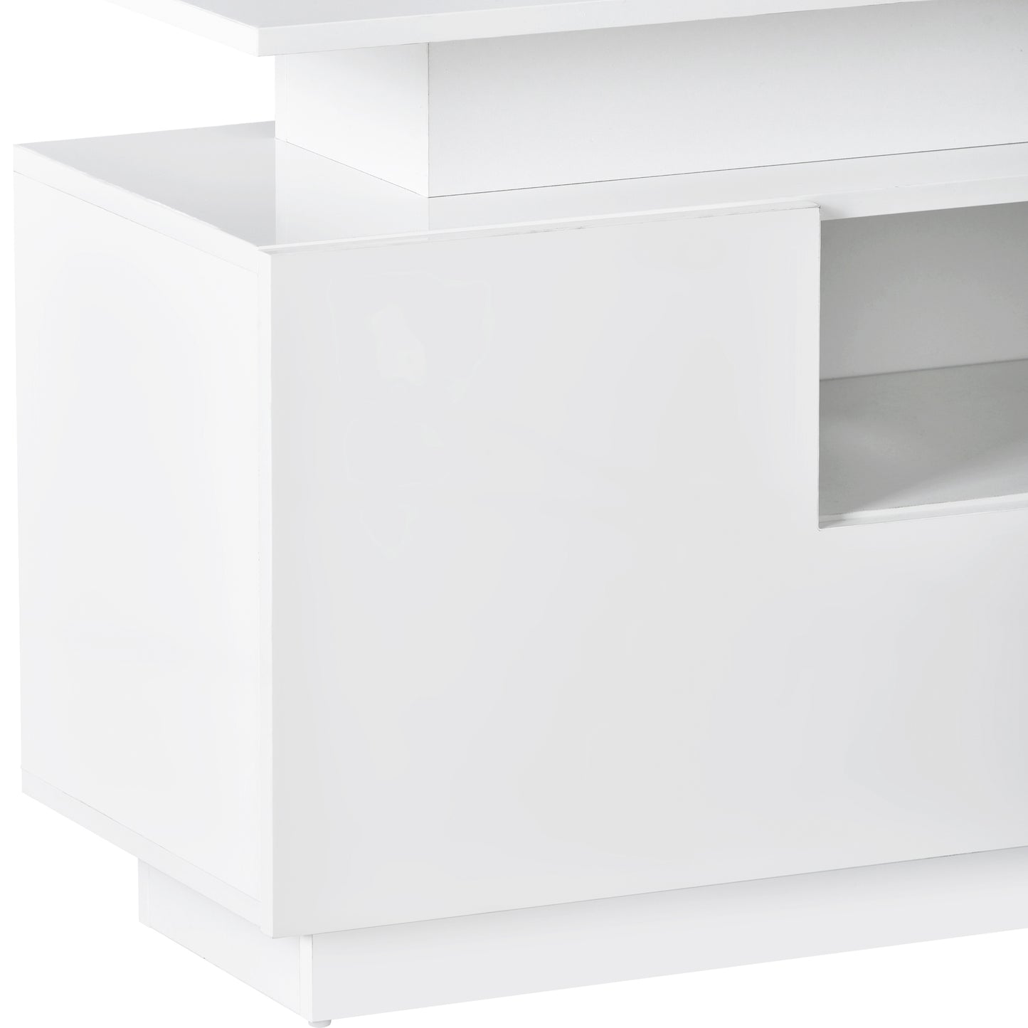 Sleek White LED TV Stand with Color Changing Lights & Ample Storage Space