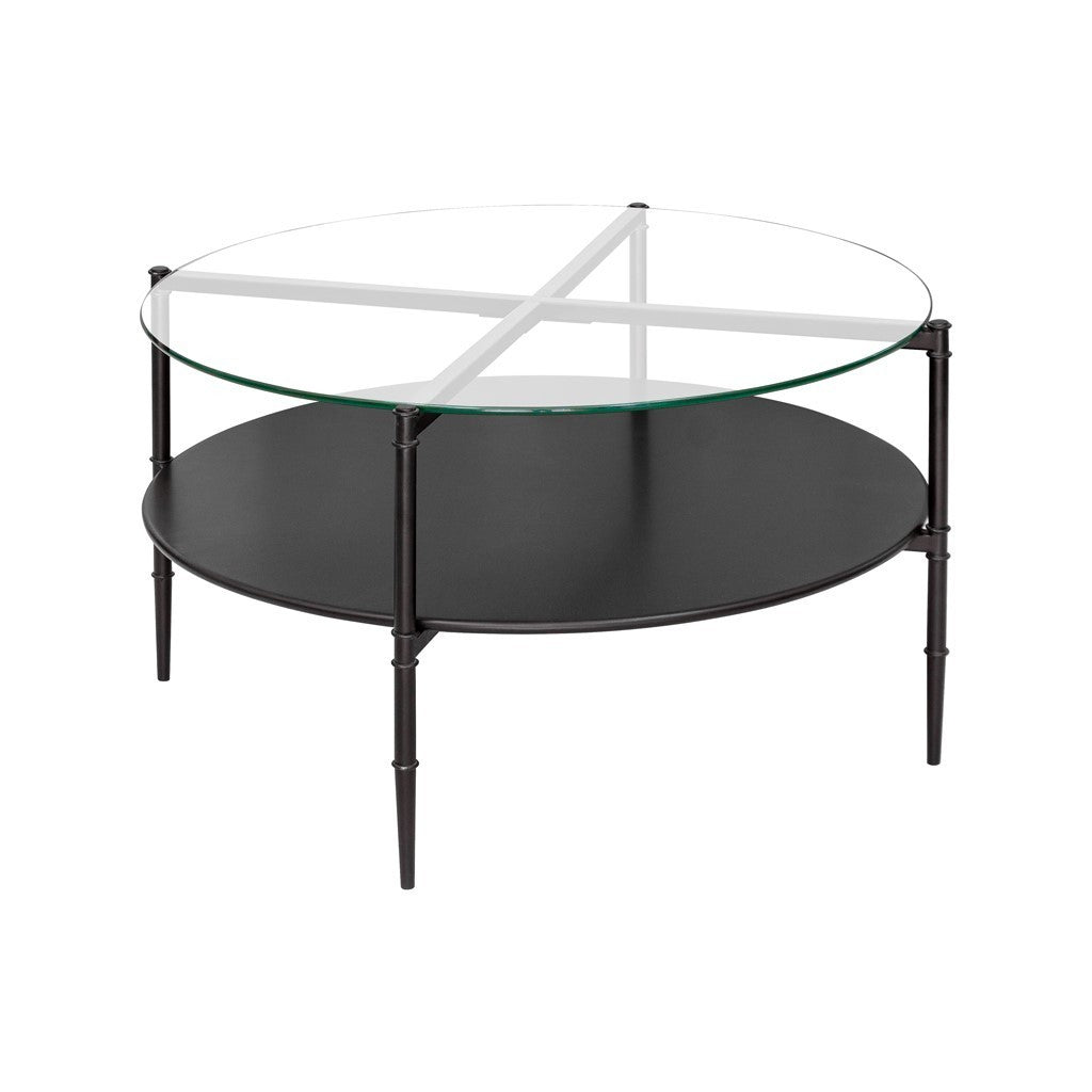 Versatile Round Coffee Table with Interchangeable Wood and Glass Top