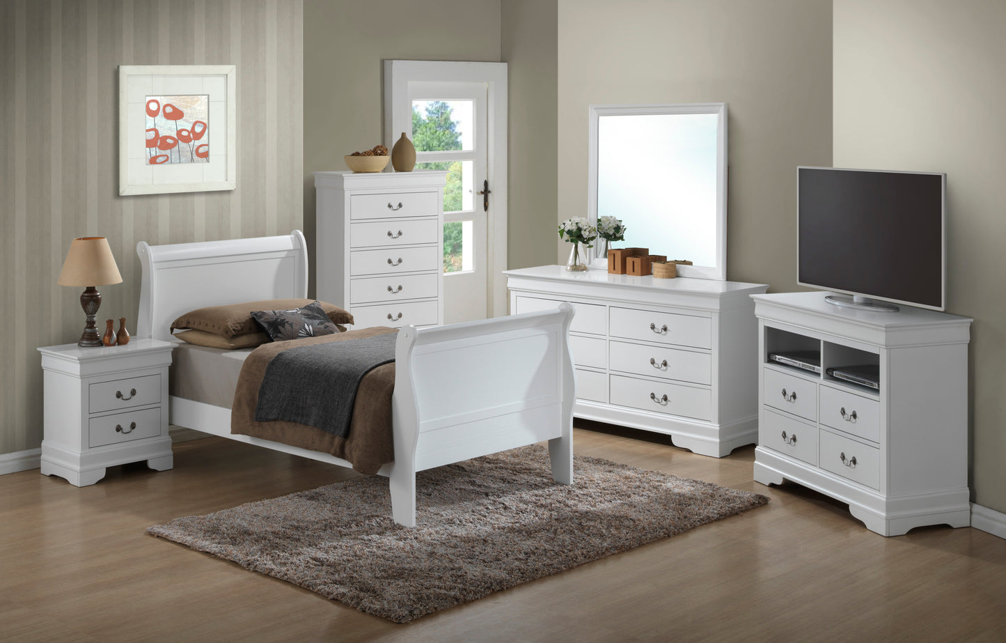 Louis Phillipe G3190A-TB Twin  Bed , White