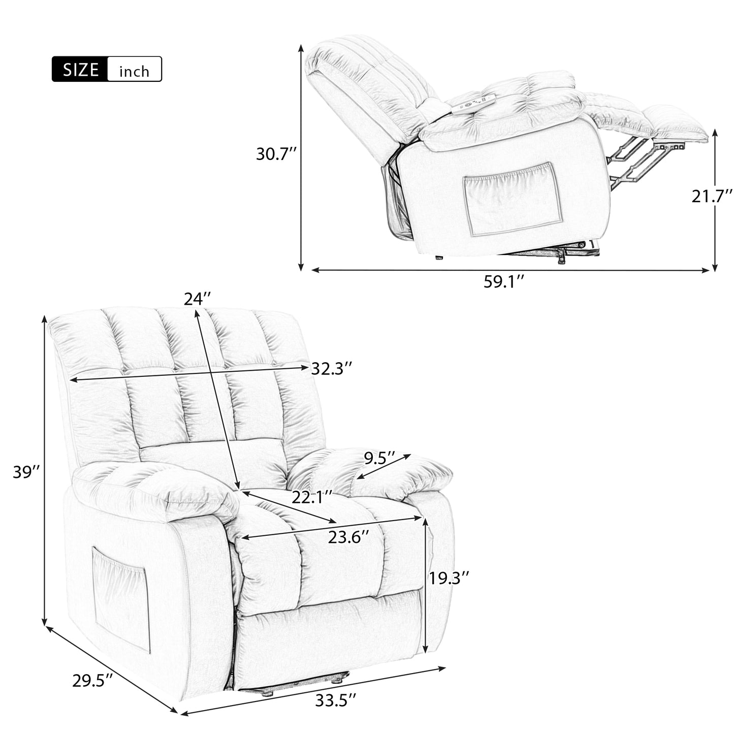 Electric Power Lift Massage Recliner Chair with Heat and Vibration, Beige - Comfortable and Customizable Electric Lift Recliner with Massage Function