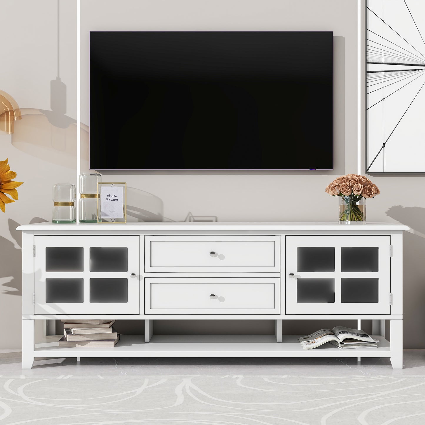 Elegant 60-Inch TV Stand with Versatile Storage Options and Contemporary Style