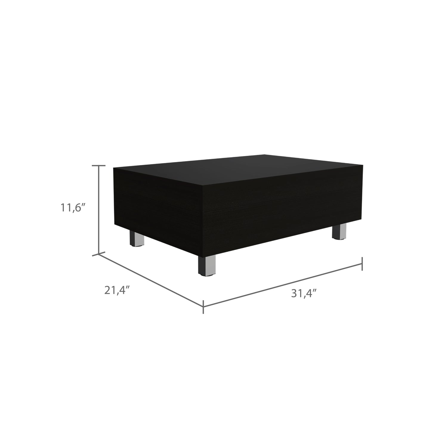 Modern Black Wengue Lift Top Coffee Table with Storage