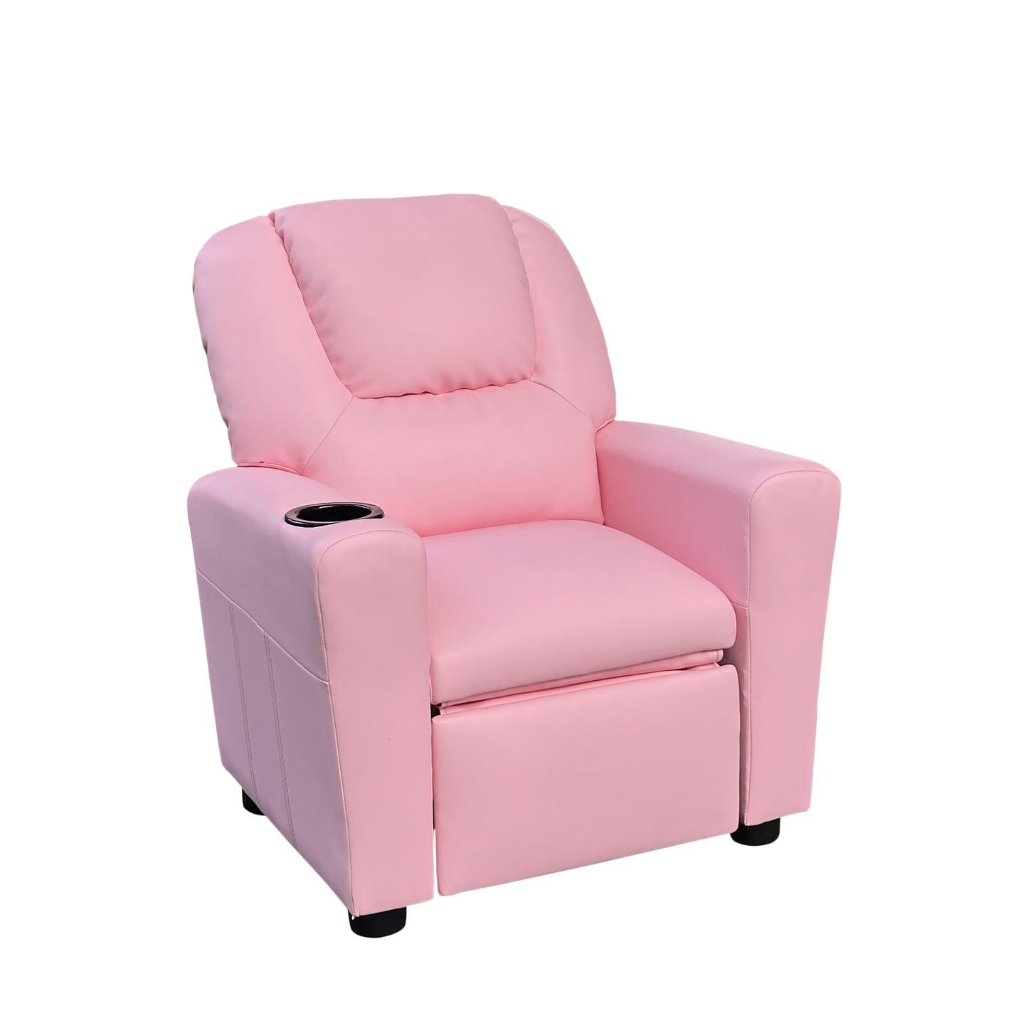 Marisa Kids Pink PU Leather Recliner Chair with Built-In Cupholder