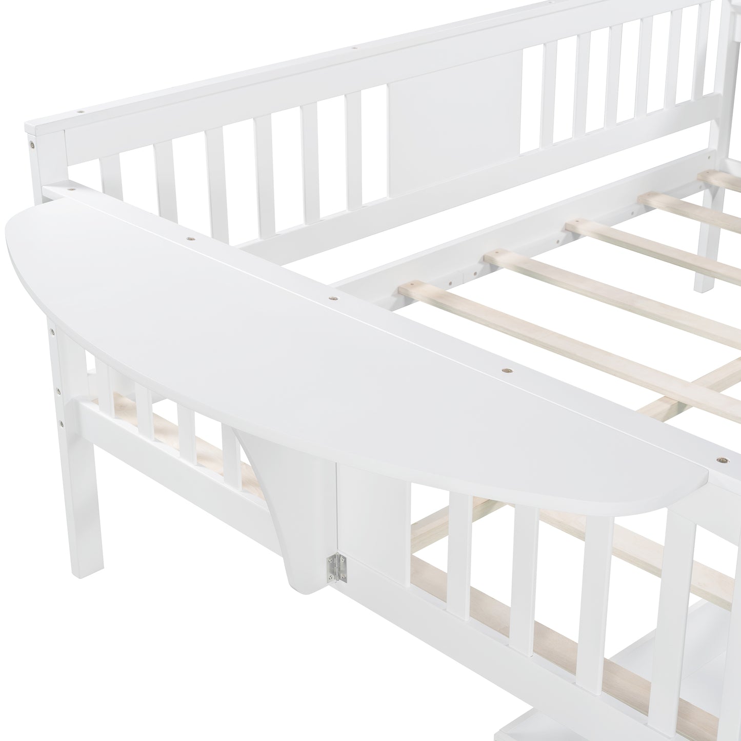 Full size Daybed with Two Drawers, Wood Slat Support, White