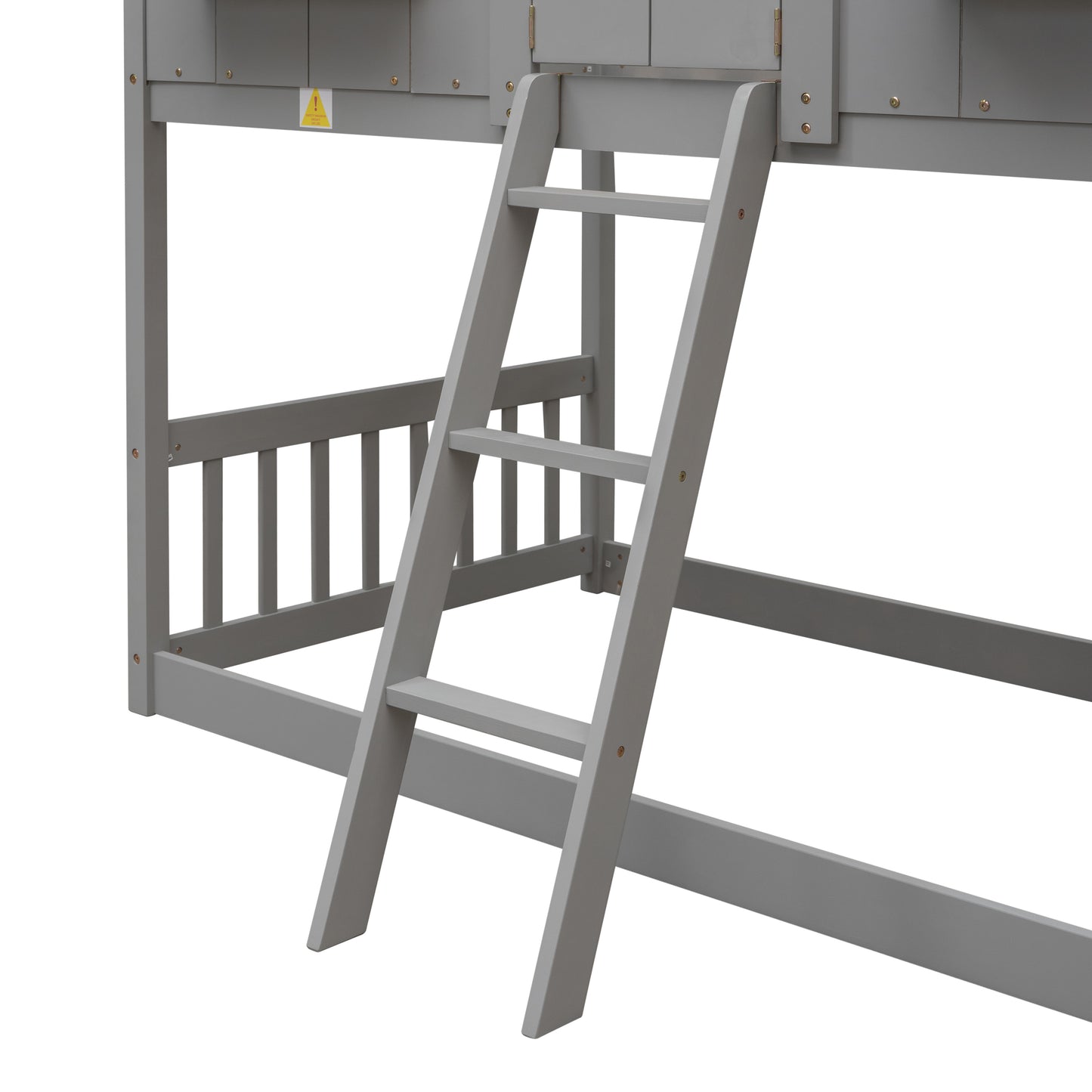 Imaginative Grey Twin House Bunk Bed with Woodland Charm