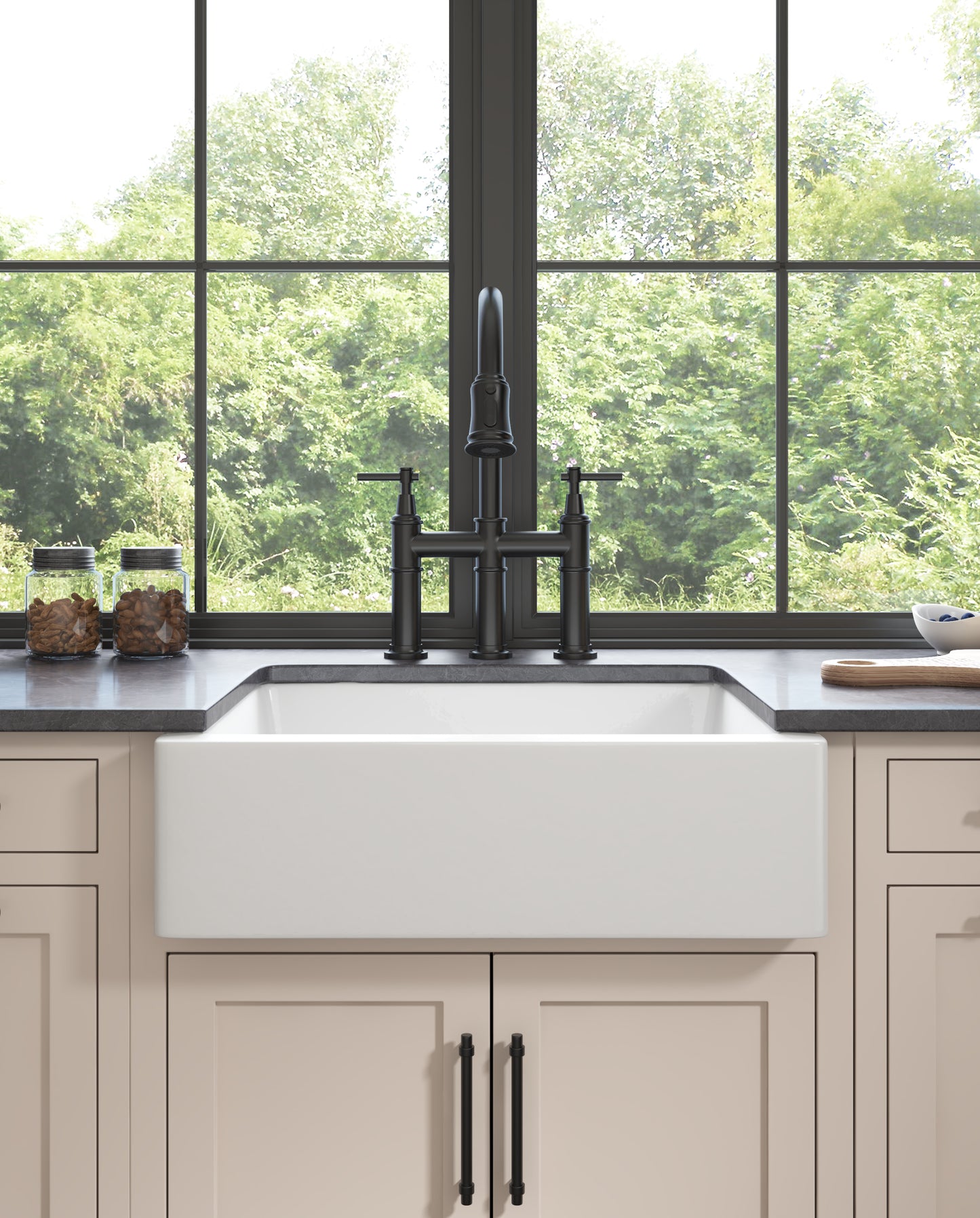 Deep White Fireclay Farmhouse Kitchen Sink